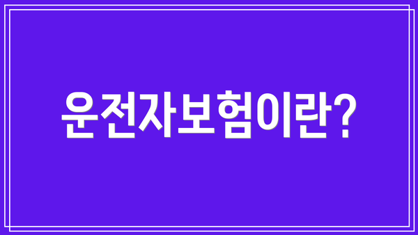운전자보험이란?