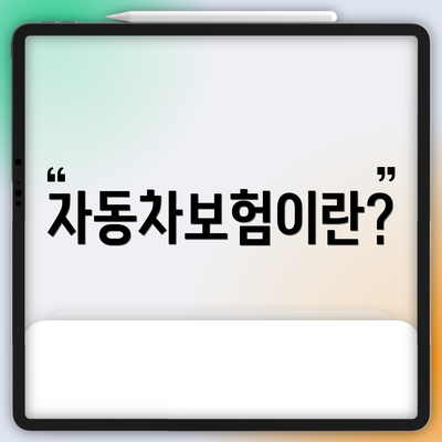 자동차보험이란?