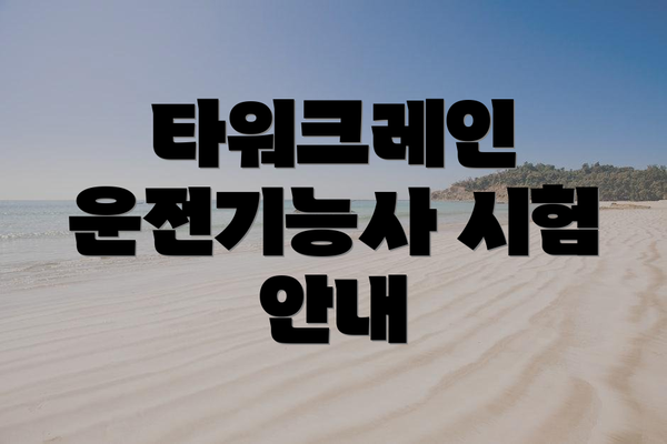 타워크레인 운전기능사 시험 안내