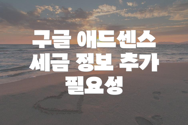 구글 애드센스 세금 정보 추가 필요성