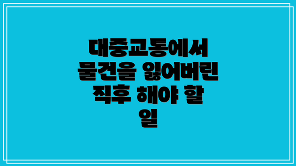 대중교통에서 물건을 잃어버린 직후 해야 할 일