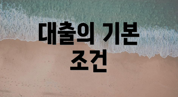 대출의 기본 조건