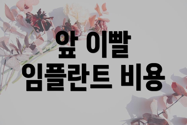 앞 이빨 임플란트 비용