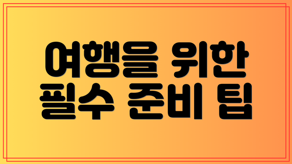 여행을 위한 필수 준비 팁