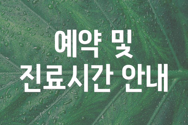 예약 및 진료시간 안내