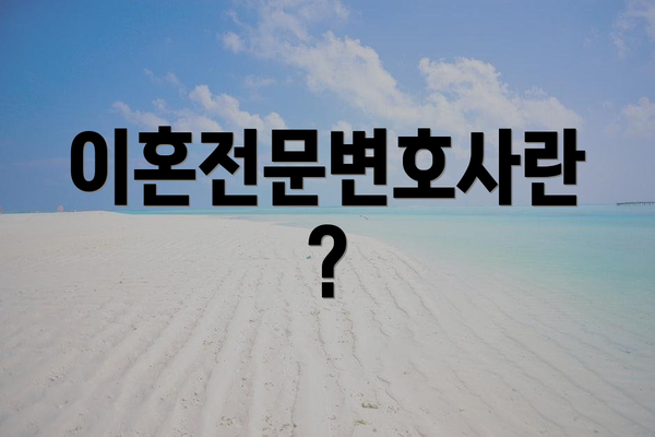 이혼전문변호사란?