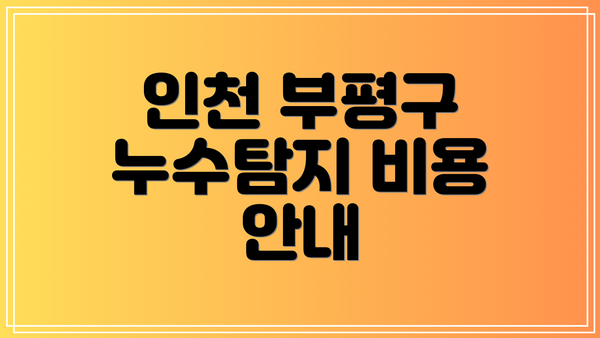 인천 부평구 누수탐지 비용 안내