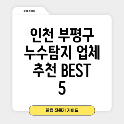 인천 부평구 누수탐지 업체 추천 BEST 5