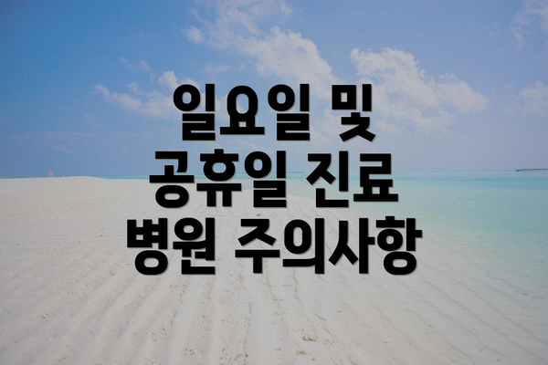일요일 및 공휴일 진료 병원 주의사항