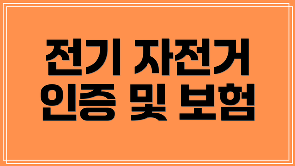 전기 자전거 인증 및 보험