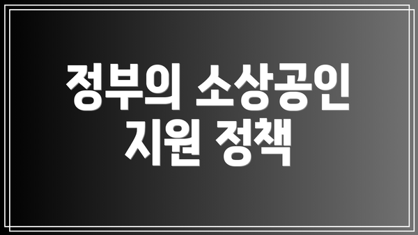 정부의 소상공인 지원 정책