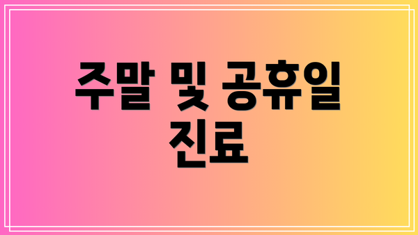 주말 및 공휴일 진료