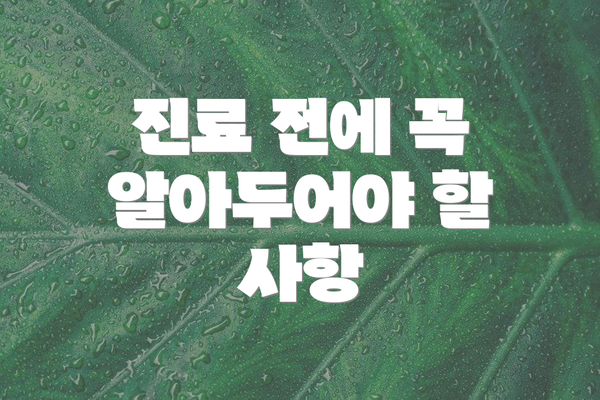 진료 전에 꼭 알아두어야 할 사항